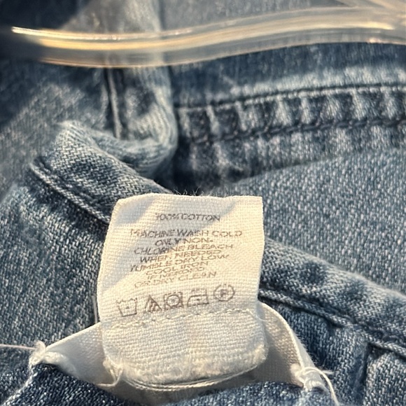 LOFT Lounge Tie Neck Tassel Denim Tunic Dress Pockets Size Medium 3/4 Sleeves - Picture 6 of 7